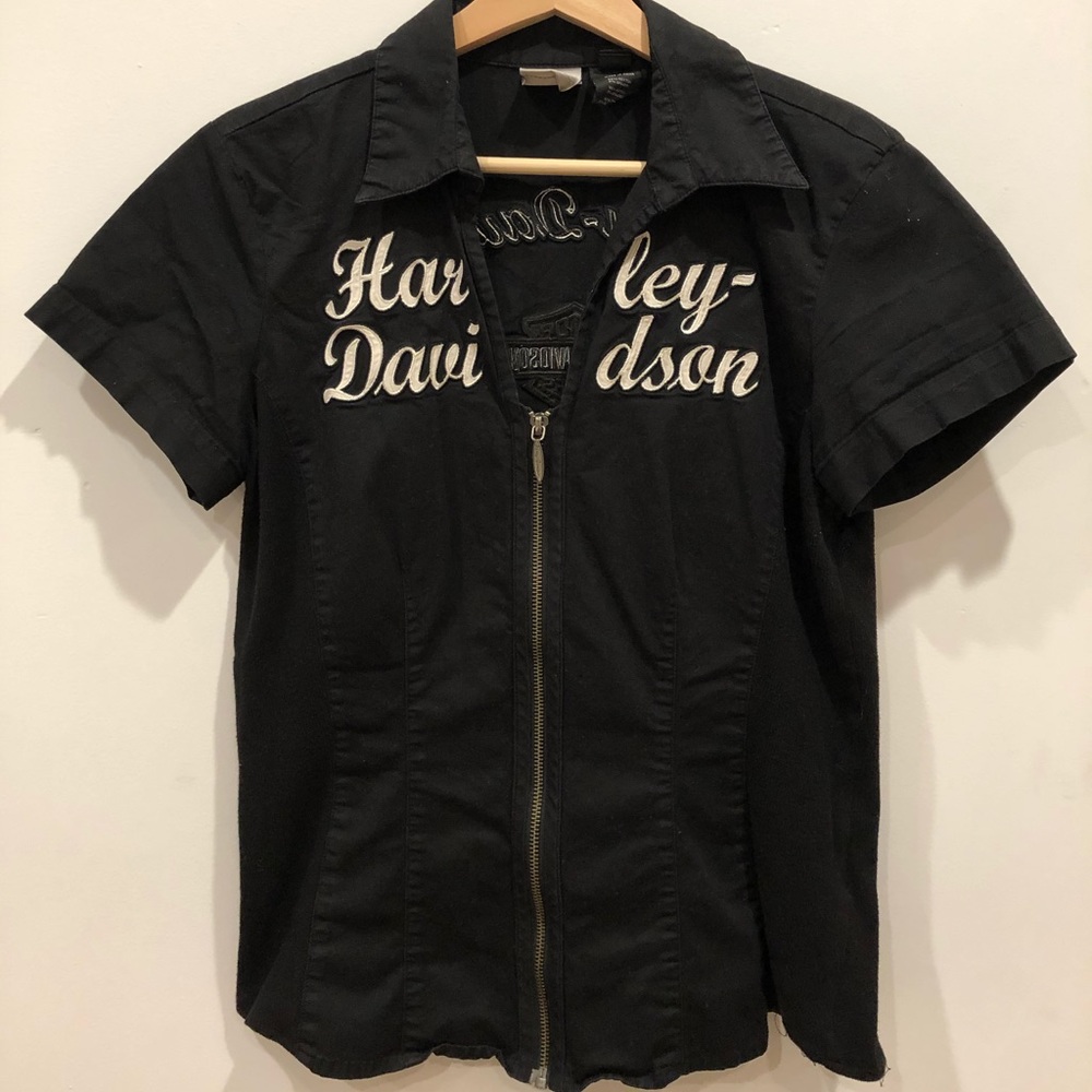 Harley Davidson embroidered zipper shirt